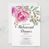 Roze waterverf floral bruiloft repetitief diner kaart (Voorkant)