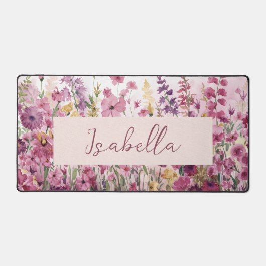 Roze Waterverf Floral Bureaumat (Voorkant)