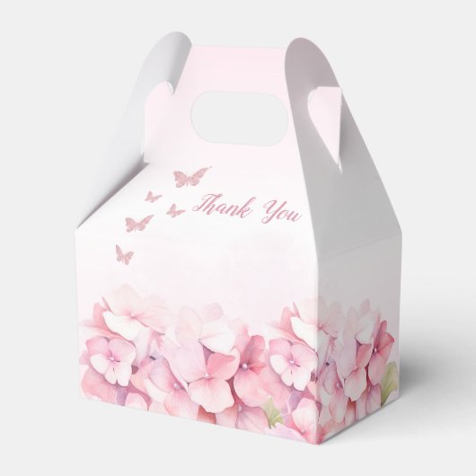 Roze Waterverf Floral Butterfly Girl Baby shower Bedankdoosjes (Achterkant)