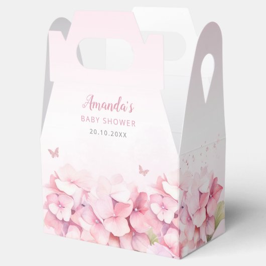 Roze Waterverf Floral Butterfly Girl Baby shower Bedankdoosjes (Geopend)