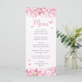 Roze Waterverf Floral Butterfly Girl Baby shower Menu (Staand voorkant)