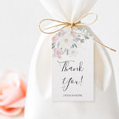 Roze Waterverf Floral Cadeaulabel