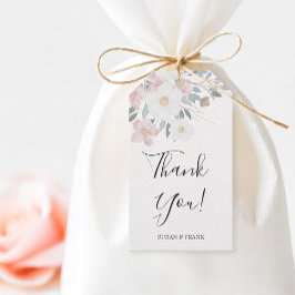 Roze Waterverf Floral Cadeaulabel