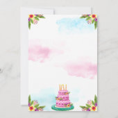 Roze Waterverf Floral Cake Birthday Kaart (Achterkant)
