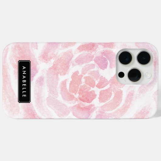 Roze Waterverf Floral Case-Mate iPhone Case (Achterkant (horizontaal))