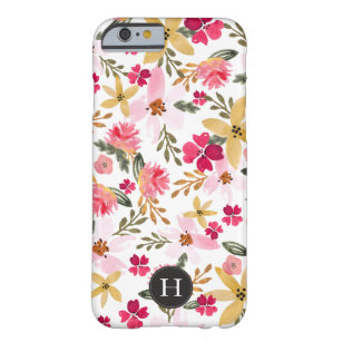 Roze Waterverf Floral Barely There iPhone 6 Hoesje