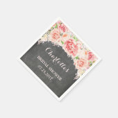 Roze Waterverf Floral Chalkboard Vrijgezellenfeest Servetten (Hoek)