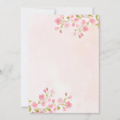 Roze Waterverf Floral Cherry Blossom Wedding Kaart (Achterkant)