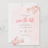 Roze Waterverf Floral Cherry Blossom Wedding Save The Date (Voorkant)
