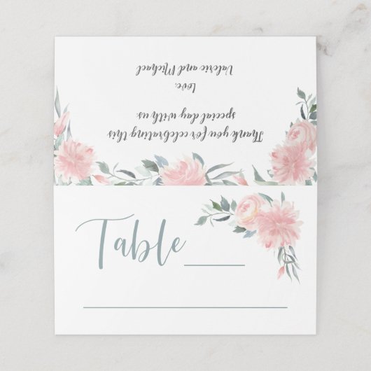 Roze Waterverf Floral Corner Bruiloft en Banket Plaatskaartje (Buitenkant ongevouwen)