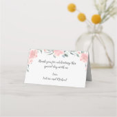 Roze Waterverf Floral Corner Bruiloft en Banket Plaatskaartje (Achterkant)