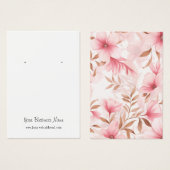 Roze Waterverf Floral Custom Oorbel Display Kaart (Voorkant /achterkant)