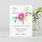 Roze waterverf floral custom Wedding Kaart (Staand voorkant)
