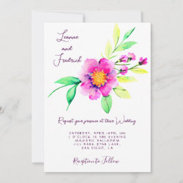 Roze waterverf floral custom Wedding Kaart