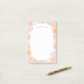Roze Waterverf Floral Cute Roos Garden Post-it® Notes (Op bureau)