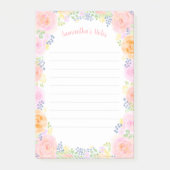 Roze Waterverf Floral Cute Roos Garden Post-it® Notes (Voorkant)