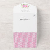 Roze Waterverf Floral Cute Sloth Baby shower All In One Uitnodiging (Buitenkant)