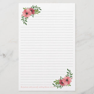 Roze Waterverf Floral design Briefpapier