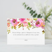 Roze Waterverf Floral Diaper Raffle Ticket, groot Informatiekaartje (Staand voorkant)
