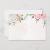 Roze Waterverf Floral Elegant Wedding Bedankkaart (Achterkant)