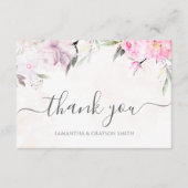 Roze Waterverf Floral Elegant Wedding Bedankkaart (Voorkant)