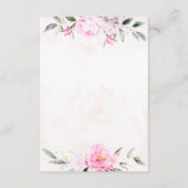 Roze Waterverf Floral Elegant Wedding Details Informatiekaartje (Achterkant)