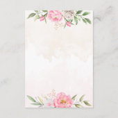 Roze Waterverf Floral Elegant Wedding Details Informatiekaartje (Achterkant)