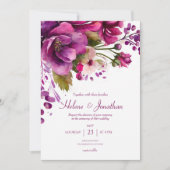 Roze Waterverf Floral Elegant Wedding Kaart (Voorkant)