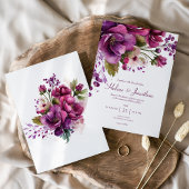 Roze Waterverf Floral Elegant Wedding Kaart