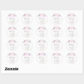 Roze Waterverf Floral Elegant Wedding Ronde Sticker (Vel)