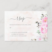 Roze Waterverf Floral Elegant Wedding RSVP Kaartje (Voorkant)