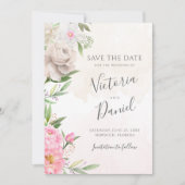 Roze Waterverf Floral Elegant Wedding Save The Date (Voorkant)