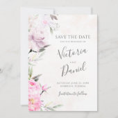 Roze Waterverf Floral Elegant Wedding Save The Date (Voorkant)