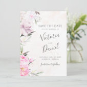 Roze Waterverf Floral Elegant Wedding Save The Date (Staand voorkant)