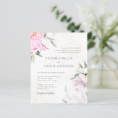 Roze Waterverf Floral Elegant Wedding Uitnodiging (Staand voorkant)
