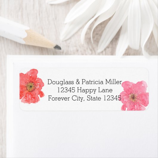  roze Waterverf Floral Etiket (Insitu)