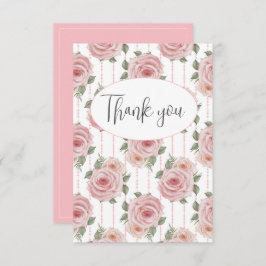 Roze Waterverf Floral Flat Dank u kaart