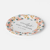 Roze Waterverf Floral Garden Baby shower Papieren Bordje (Gekanteld)