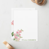  roze Waterverf Floral Garden Notitiekaartje (Voorkant / Achterkant in situ)