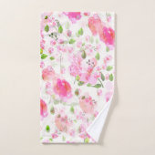 Roze Waterverf Floral Garden Pattern Bad Handdoek (Handdoek)