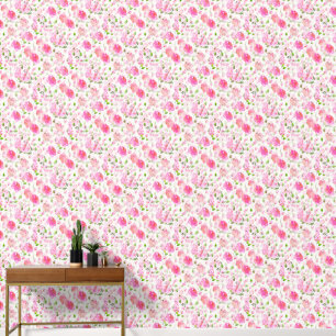 Roze Waterverf Floral Garden Pattern Behang