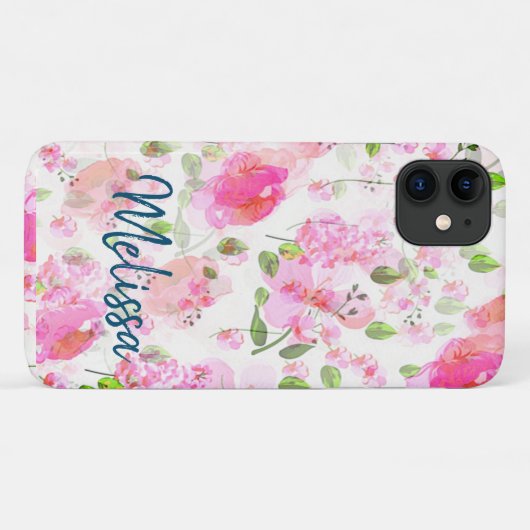 Roze Waterverf Floral Garden Pattern Case-Mate iPhone Case (Achterkant (horizontaal))