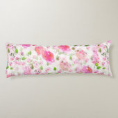 Roze Waterverf Floral Garden Pattern Lichaamskussen (Achterkant)