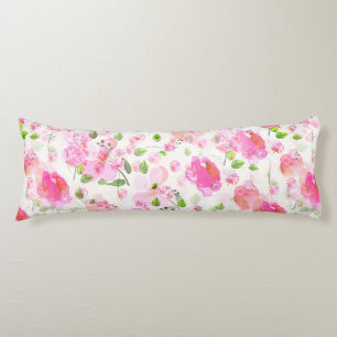 Roze Waterverf Floral Garden Pattern Lichaamskussen