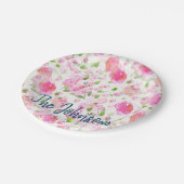 Roze Waterverf Floral Garden Pattern Papieren Bordje (Gekanteld)