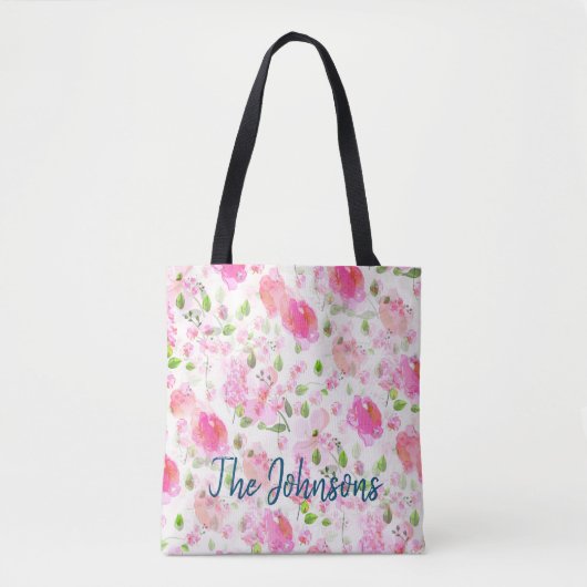 Roze Waterverf Floral Garden Pattern Tote Bag (Voorkant)