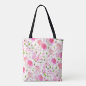 Roze Waterverf Floral Garden Pattern Tote Bag (Achterkant)