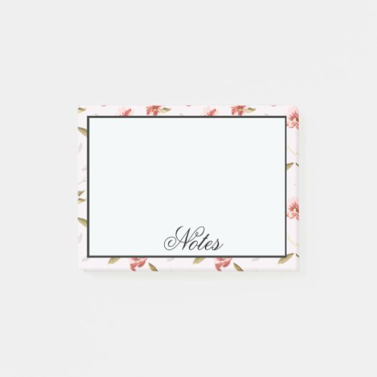 Roze Waterverf Floral Garden Post-it® Notes (Voorkant)