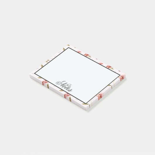 Roze Waterverf Floral Garden Post-it® Notes (Schuin)