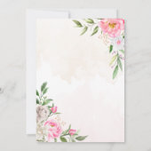 Roze Waterverf Floral Geometric Gold Wedding Kaart (Achterkant)